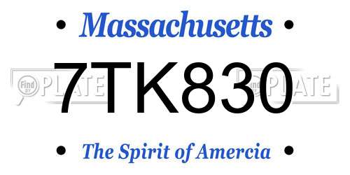 7TK830 Massachusetts License Plate
