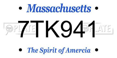 7TK941 Massachusetts License Plate