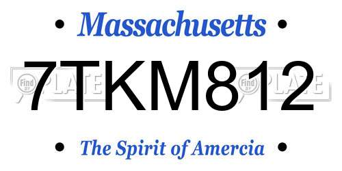 7TKM812 Massachusetts License Plate