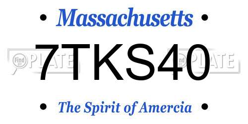 7TKS40 Massachusetts License Plate
