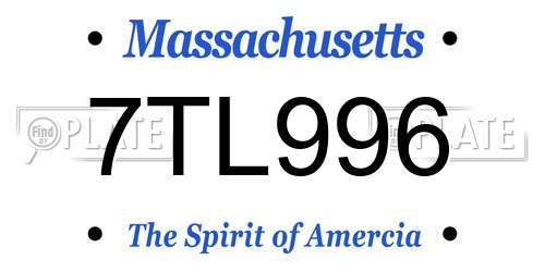 7TL996 Massachusetts License Plate