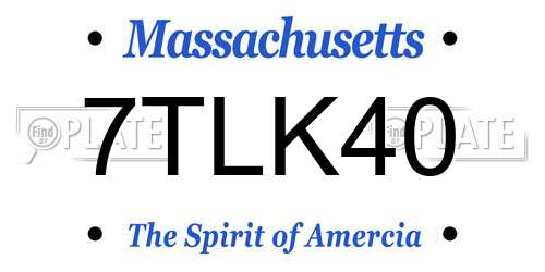 7TLK40 Massachusetts License Plate