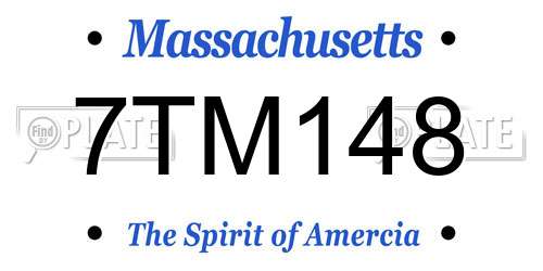 7TM148 Massachusetts License Plate