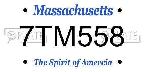 7TM558 Massachusetts License Plate