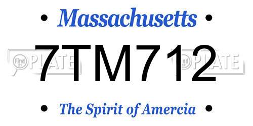 7TM712 Massachusetts License Plate