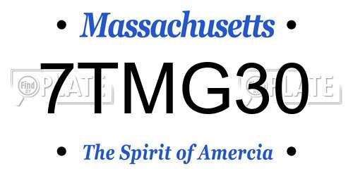 7TMG30 Massachusetts License Plate
