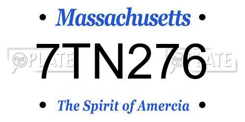 7TN276 Massachusetts License Plate