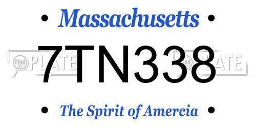 7TN338 Massachusetts License Plate