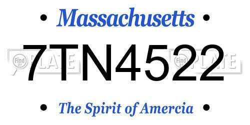 7TN4522 Massachusetts License Plate