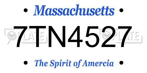 7TN4527 Massachusetts License Plate