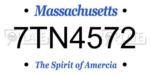 7TN4572 Massachusetts License Plate