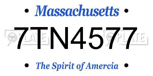 7TN4577 Massachusetts License Plate