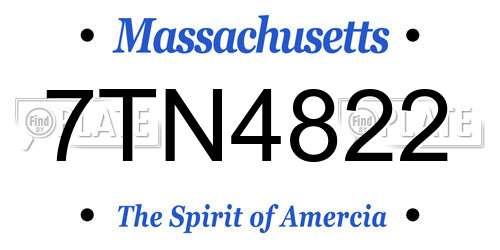 7TN4822 Massachusetts License Plate