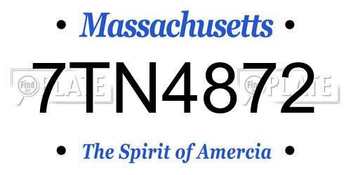 7TN4872 Massachusetts License Plate