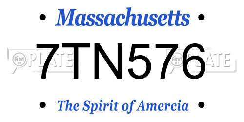 7TN576 Massachusetts License Plate