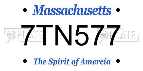 7TN577 Massachusetts License Plate