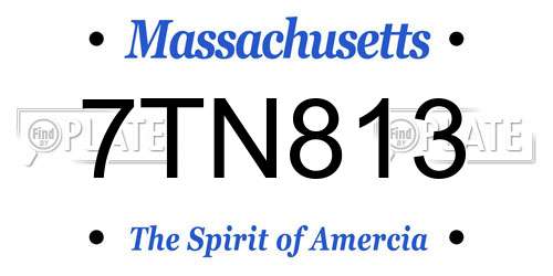 7TN813 Massachusetts License Plate