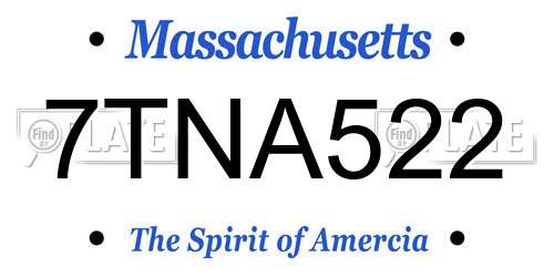 7TNA522 Massachusetts License Plate