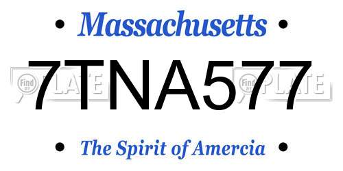 7TNA577 Massachusetts License Plate
