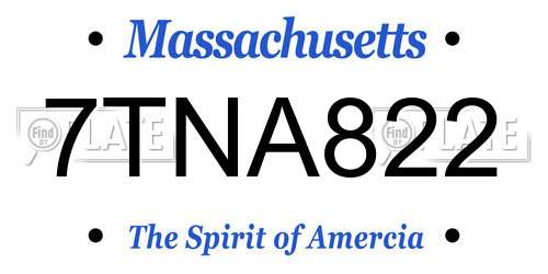 7TNA822 Massachusetts License Plate