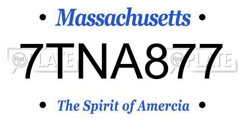 7TNA877 Massachusetts License Plate