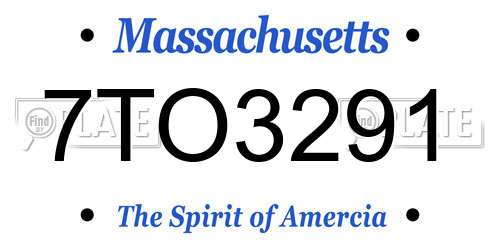 7TO3291 Massachusetts License Plate