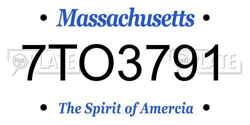 7TO3791 Massachusetts License Plate
