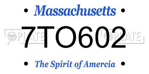 7TO602 Massachusetts License Plate