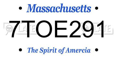 7TOE291 Massachusetts License Plate