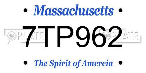 7TP962 Massachusetts License Plate