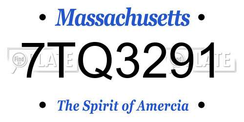 7TQ3291 Massachusetts License Plate
