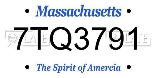 7TQ3791 Massachusetts License Plate