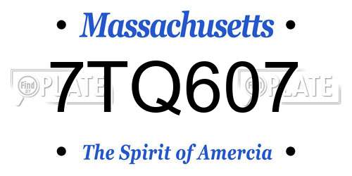 7TQ607 Massachusetts License Plate
