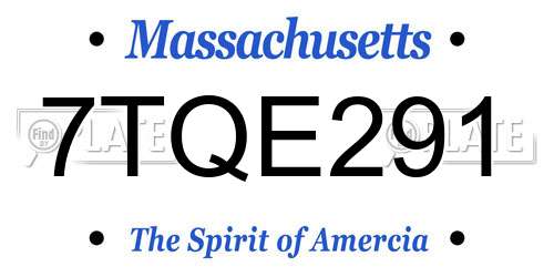 7TQE291 Massachusetts License Plate