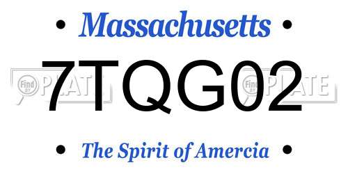 7TQG02 Massachusetts License Plate