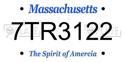 7TR3122 Massachusetts License Plate