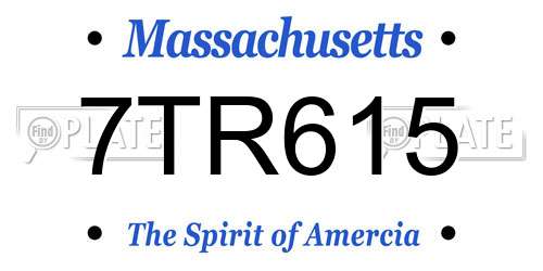 7TR615 Massachusetts License Plate