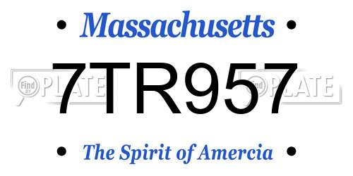 7TR957 Massachusetts License Plate