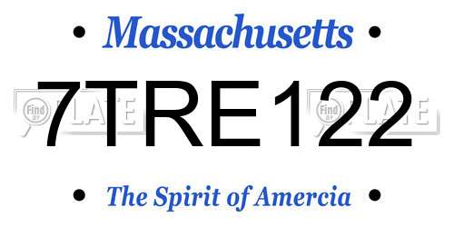 7TRE122 Massachusetts License Plate