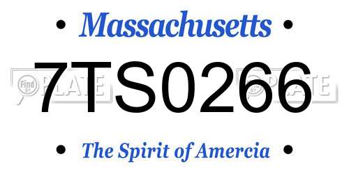 7TS0266 Massachusetts License Plate
