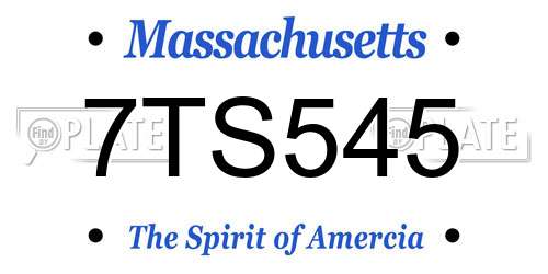 7TS545 Massachusetts License Plate