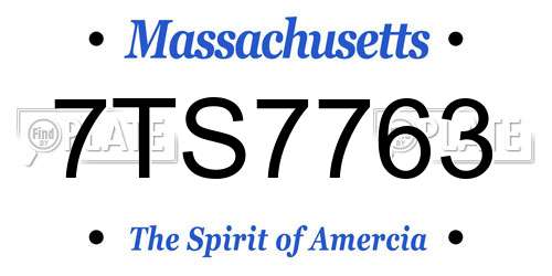 7TS7763 Massachusetts License Plate