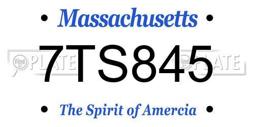 7TS845 Massachusetts License Plate