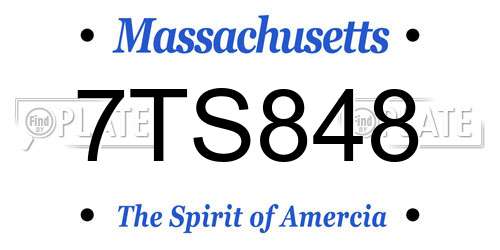 7TS848 Massachusetts License Plate