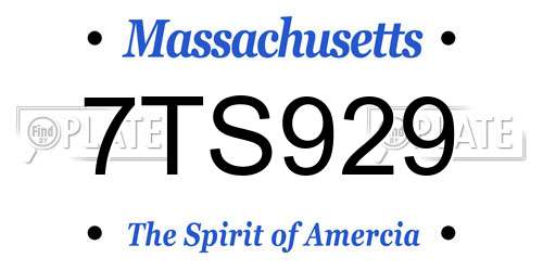 7TS929 Massachusetts License Plate