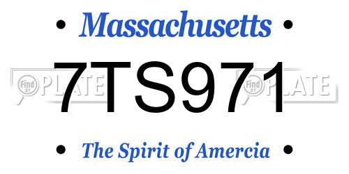 7TS971 Massachusetts License Plate
