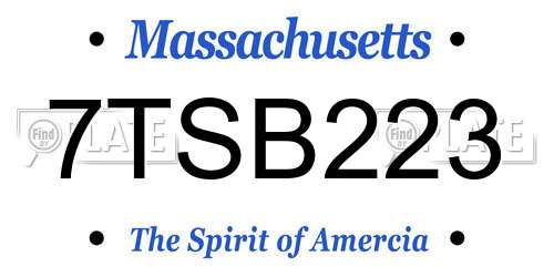 7TSB223 Massachusetts License Plate