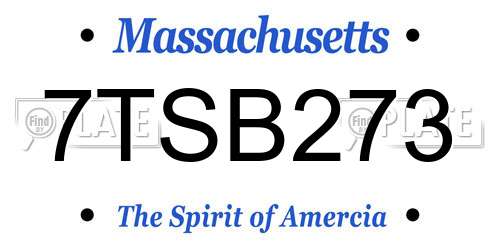 7TSB273 Massachusetts License Plate