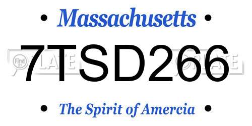 7TSD266 Massachusetts License Plate