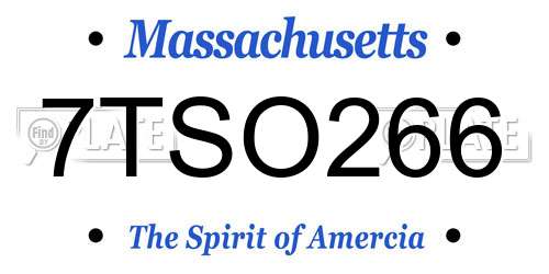 7TSO266 Massachusetts License Plate